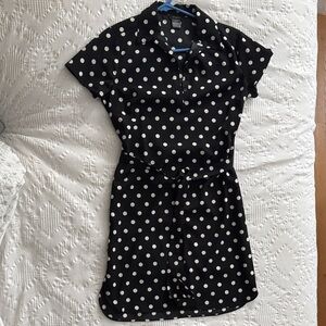 Ann Taylor Black Dress with White Polka Dots